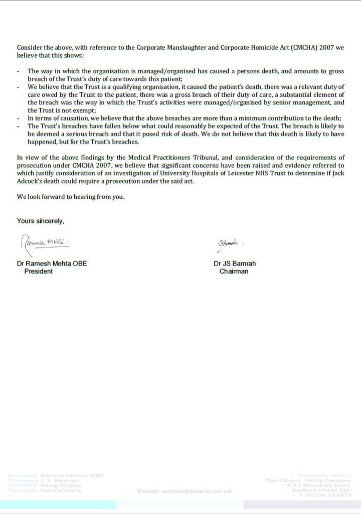 BAPIO letter to Leicestershire Police page 2